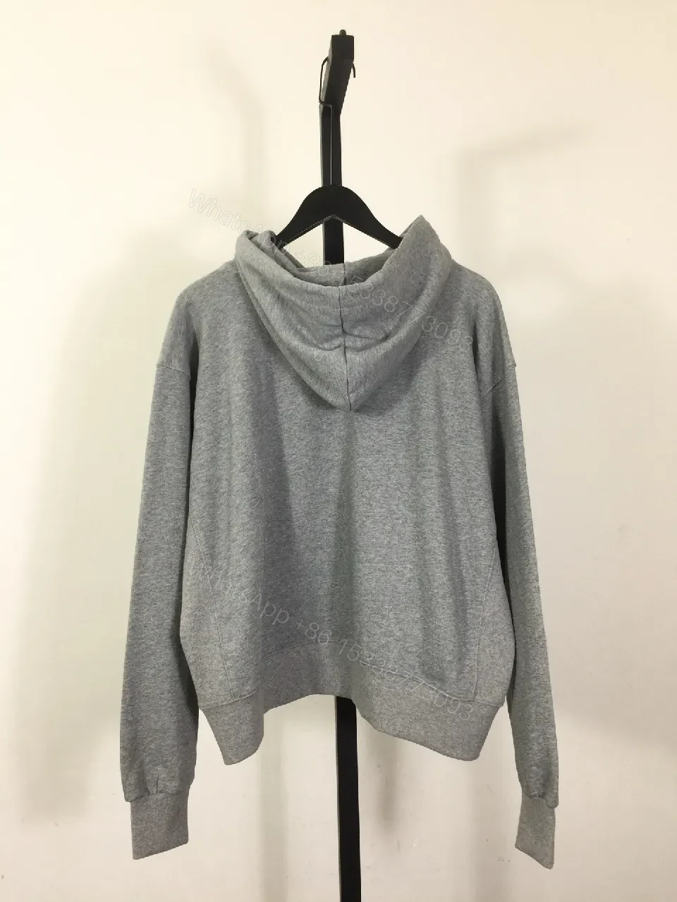 View 9 of Grey Cotton-Blend Hoodie, Refined Streetwear, Subtle Logo