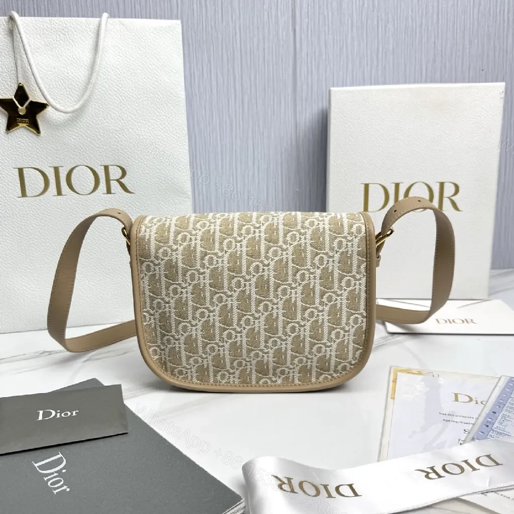 View 9 of Beige Canvas Satchel: Dior-Oblique Twist Luxury Bag