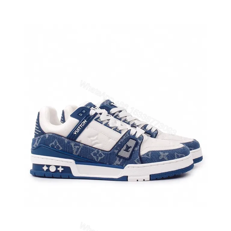 View 4 of Denim Monogram Luxe High-Top Sneakers with LV Accents
