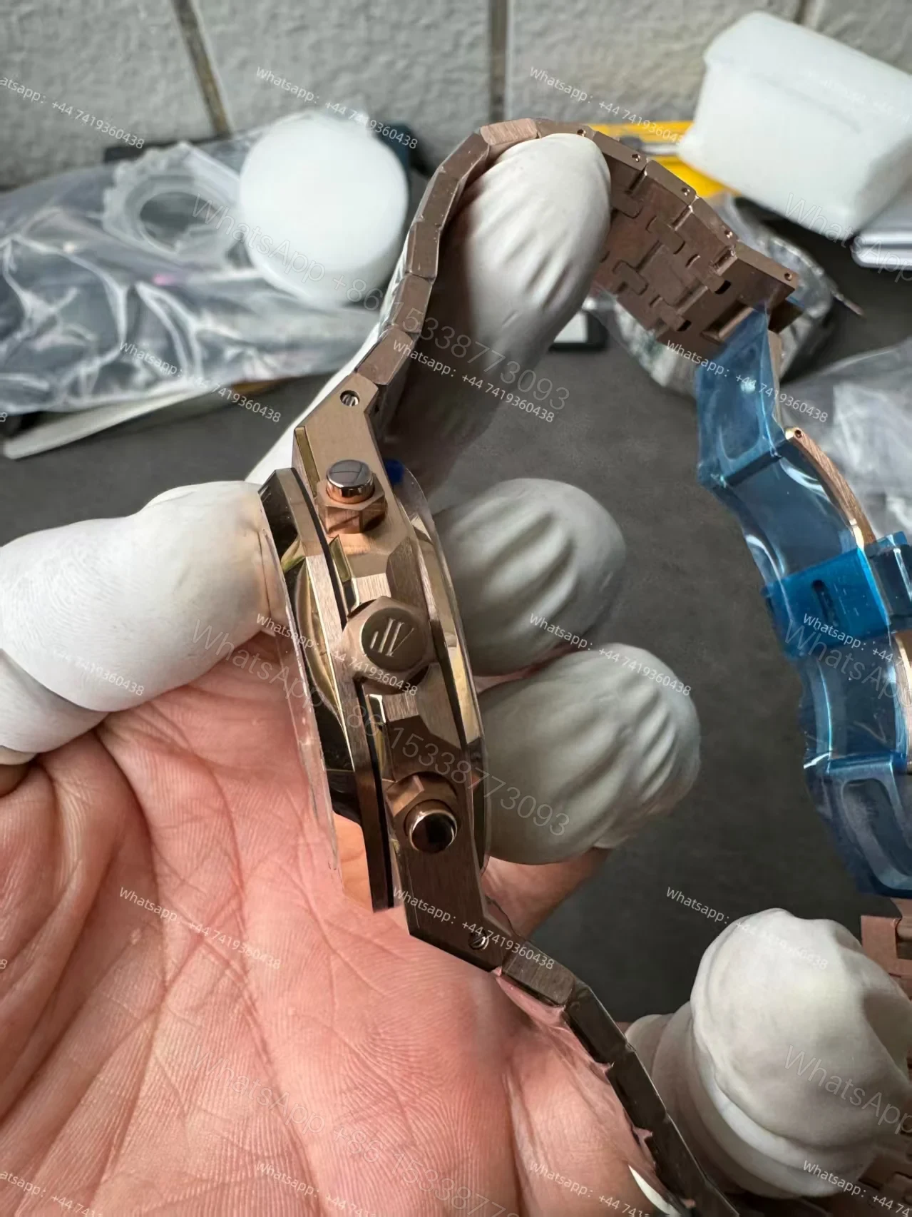 View 8 of Audemars Piguet Super Clone Royal Oak Rose Gold Green Dial 26240 Chronograph 41mm Cal.4401