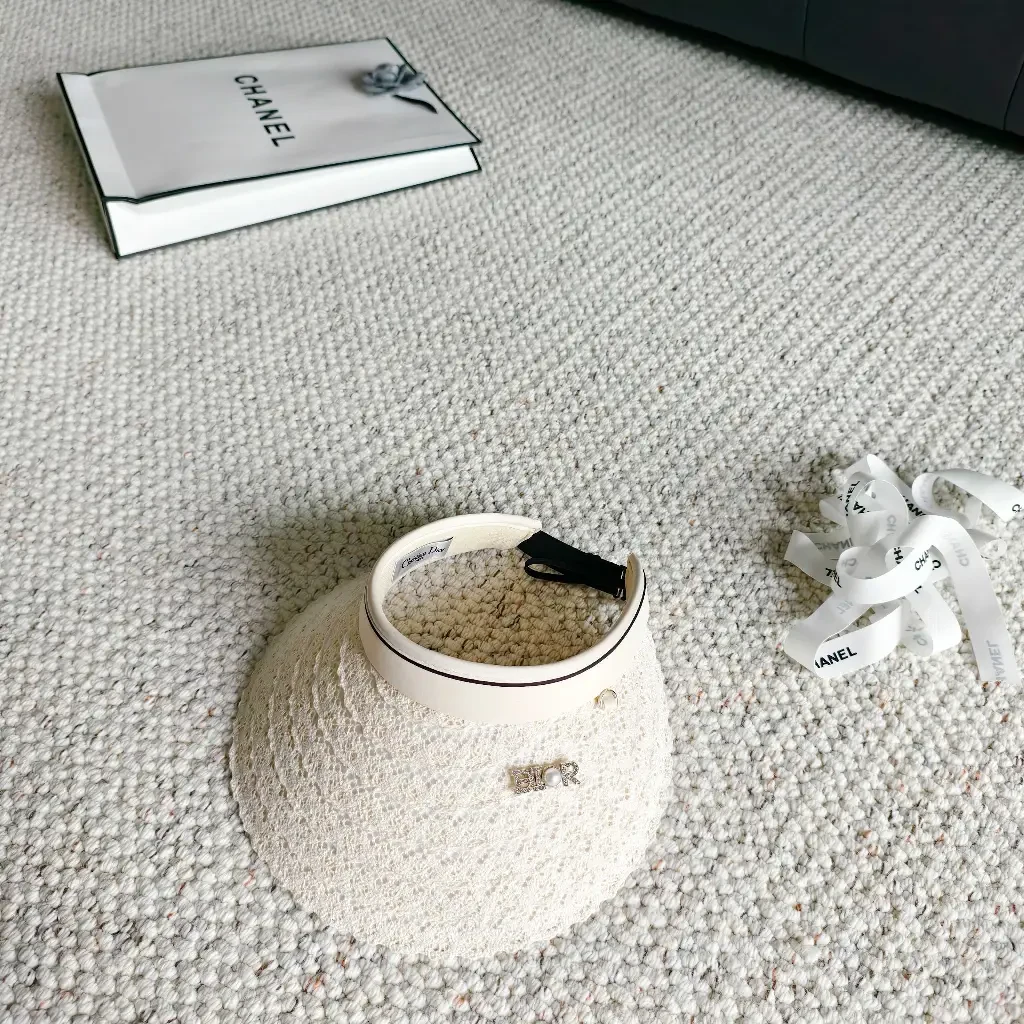 View 6 of Cream Boucle Round Handbag with Gold DIOR Accent