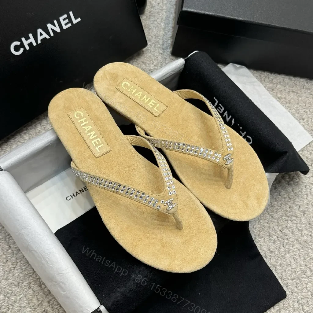 Chic Sparkle Sandals: Suede, Rhinestone, Luxury Flip Flops — view 1