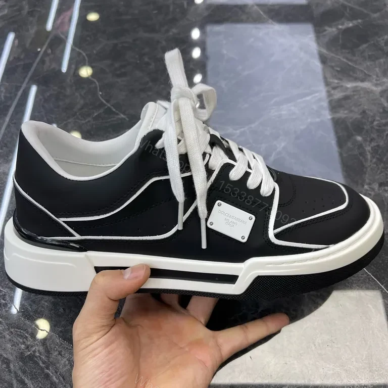 View 2 of Monochrome High-Tops: Italian Leather, Luxe Contrast Sneakers