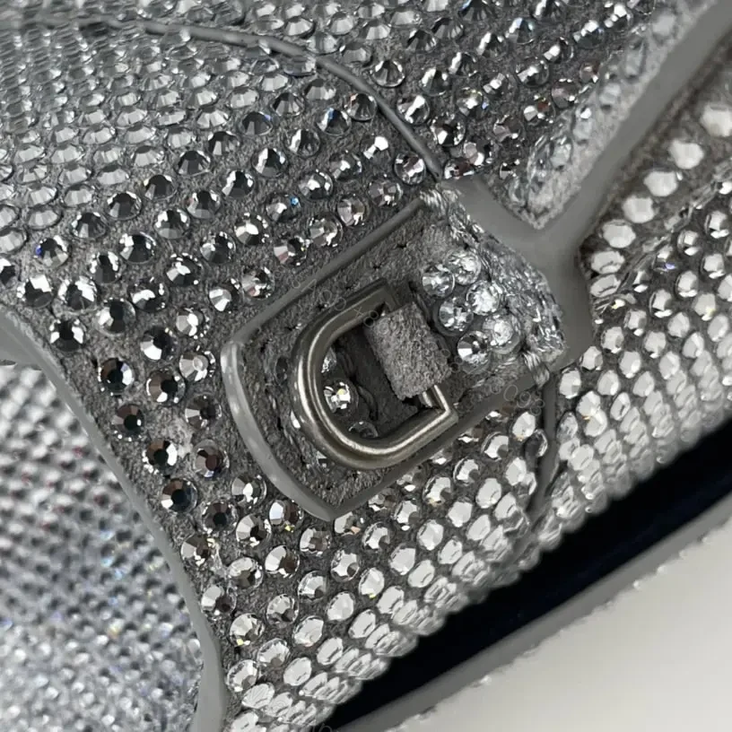 View 18 of 高仿Balenciaga*Hourglass系列沙漏包滿鑽銀色S