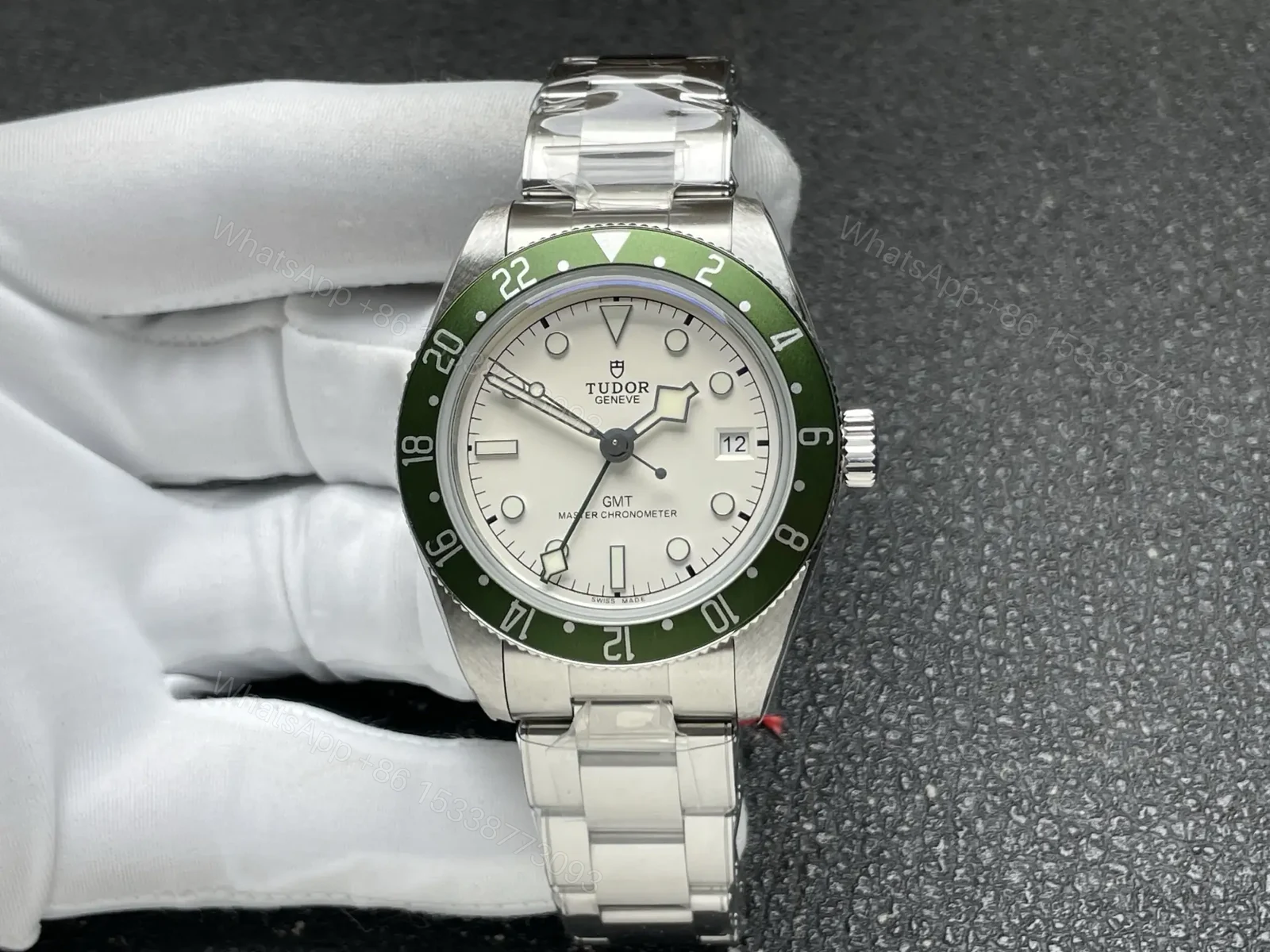 Tudor GMT Watch Black Bay 58 Green Bezel White Dial Steel Bracelet Premium 39MM TUD-GMT-BB58-WHT-GRN-STL-39 — view 1