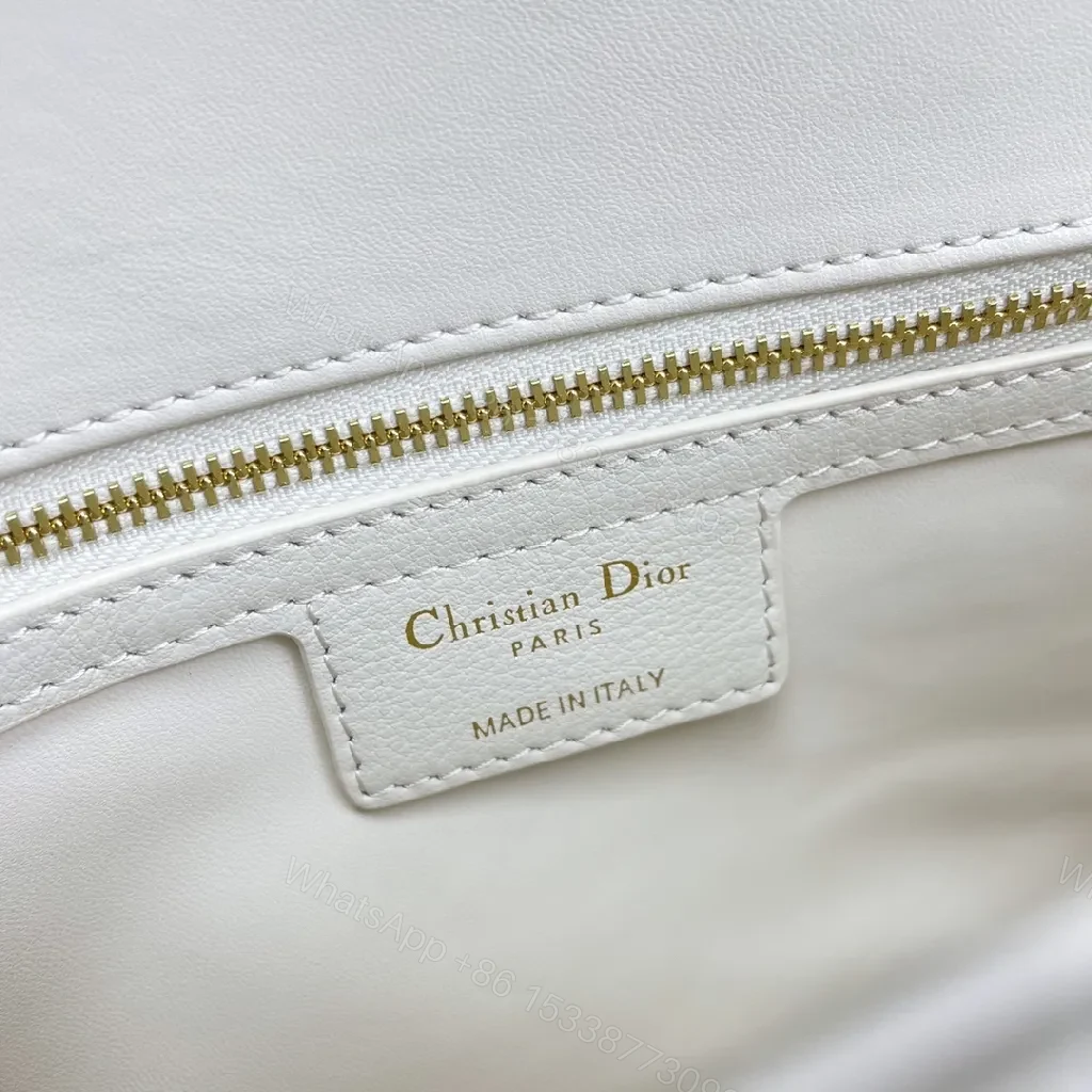 View 5 of Quilted White Leather Mini Bag: Gold-Accented Luxury