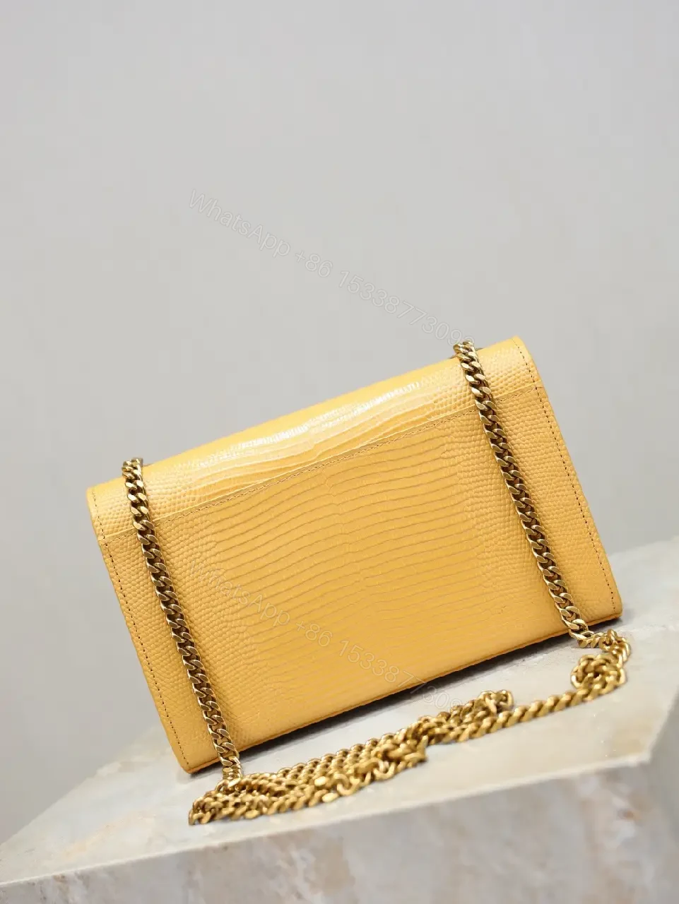 View 4 of Textured Leather Shoulder Bag with Iconic Hardware