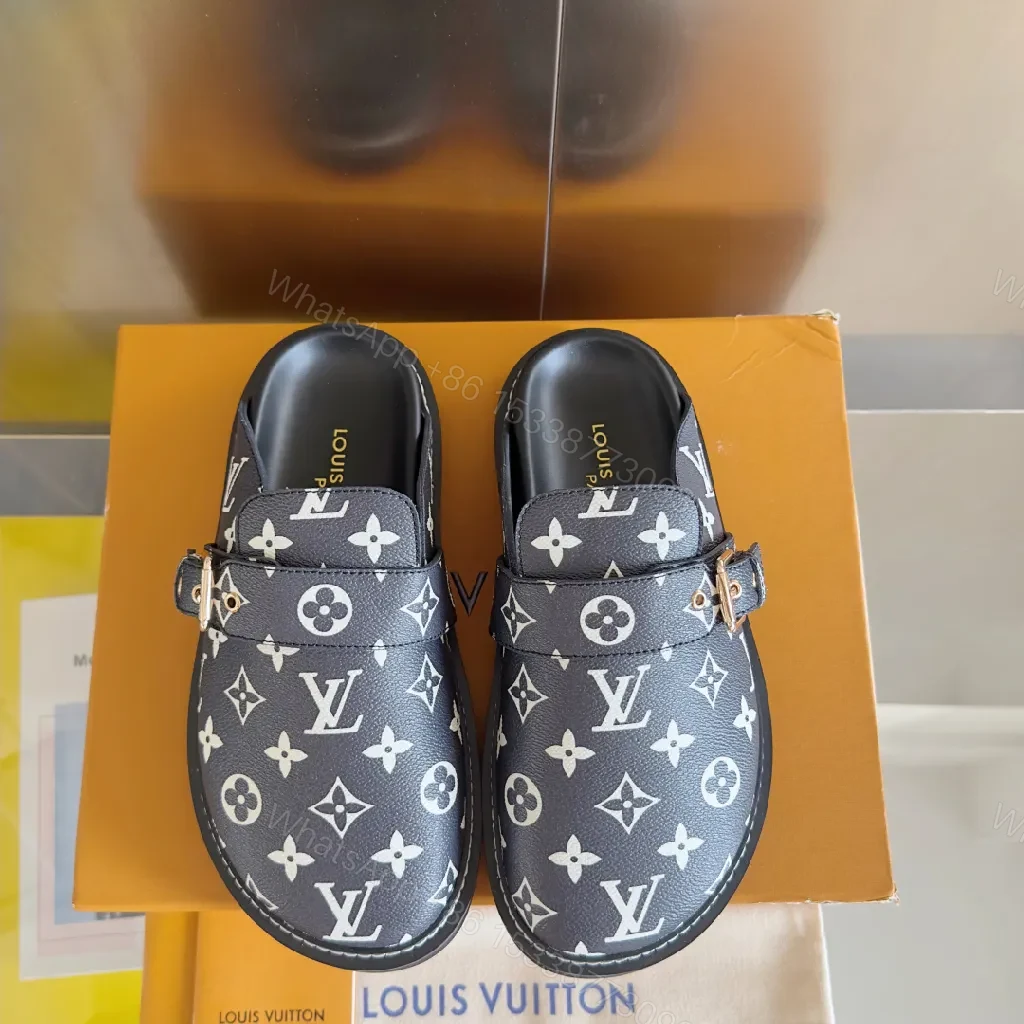 View 7 of Monochrome Denim Leather Slip-On Loafers with Monogram Hardware