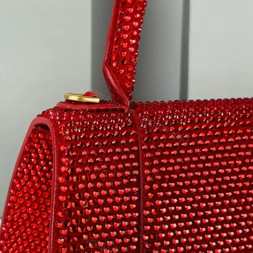 View 15 of 高仿Balenciaga*Hourglass系列沙漏包滿鑽紅色S