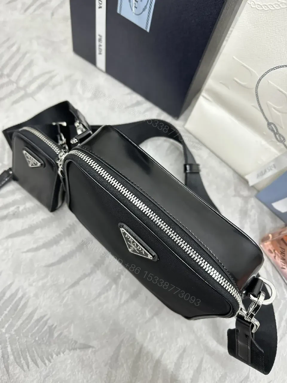View 2 of Minimalist Black Leather Crossbody System: Modular Luxury Bag