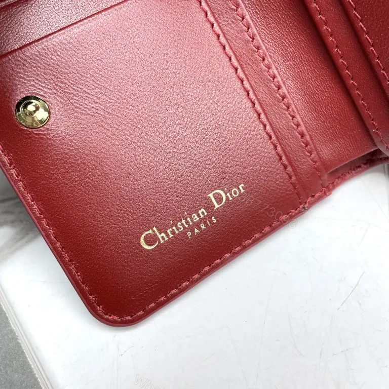 View 7 of Red Patent Quilted Wallet with Gold Emblem - Compact Glamour Wallet