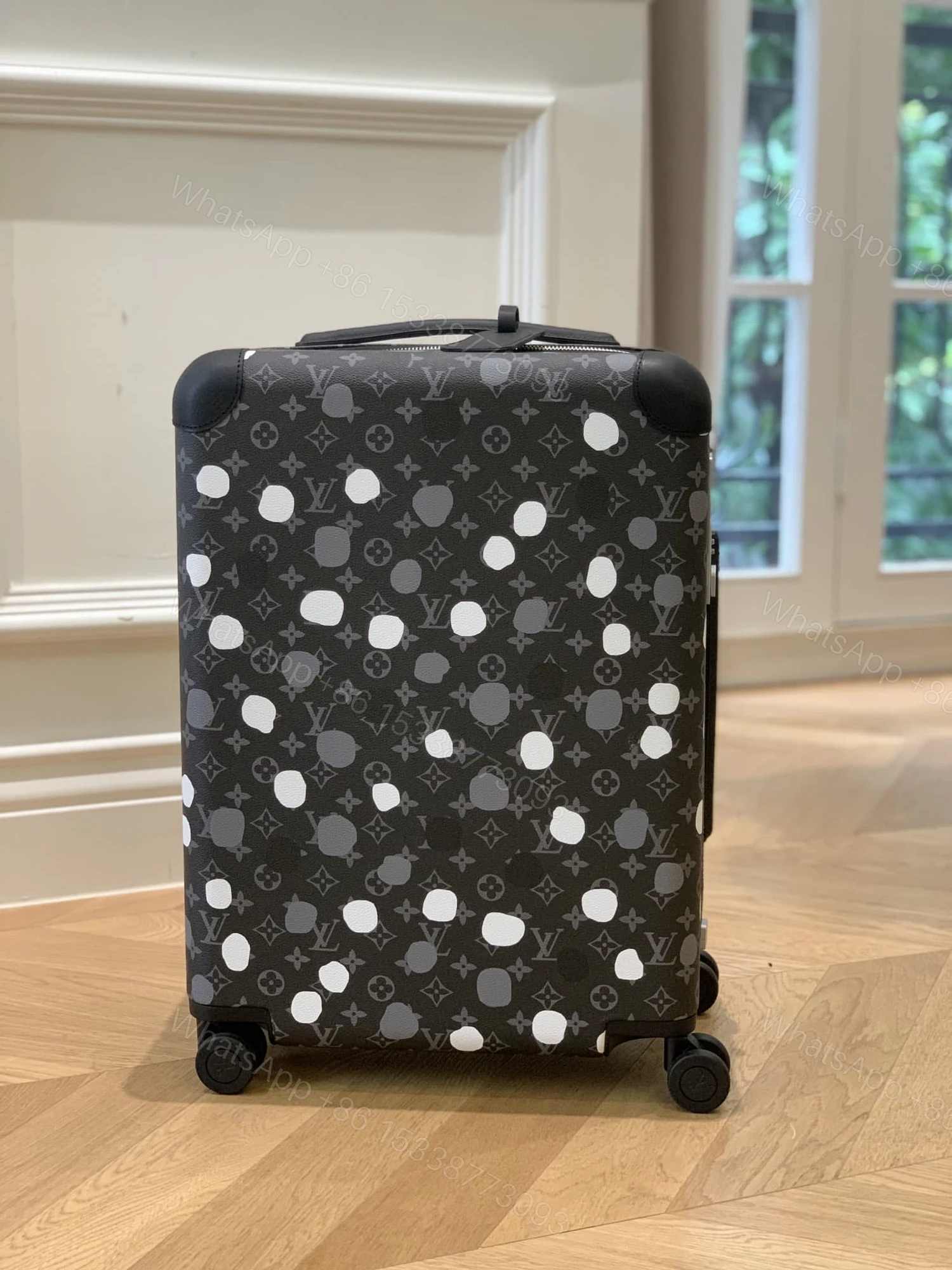 View 2 of Louis Vuitton X Yayoi Kusama Horizon 55 Suitcase Grained Leather Black 55Cm