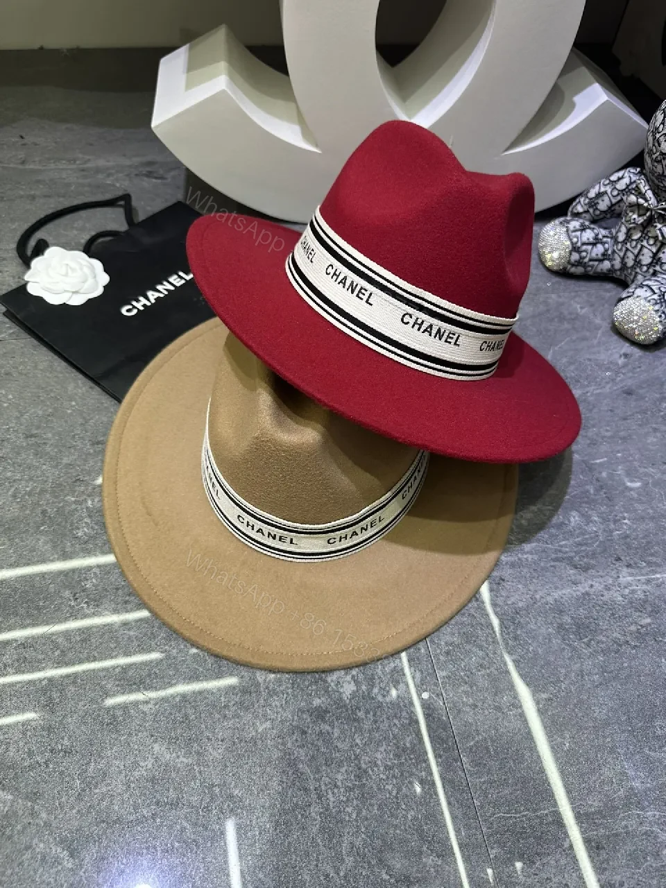 View 3 of Chanel-Inspired Felt Fedora: Structured Luxury Hat