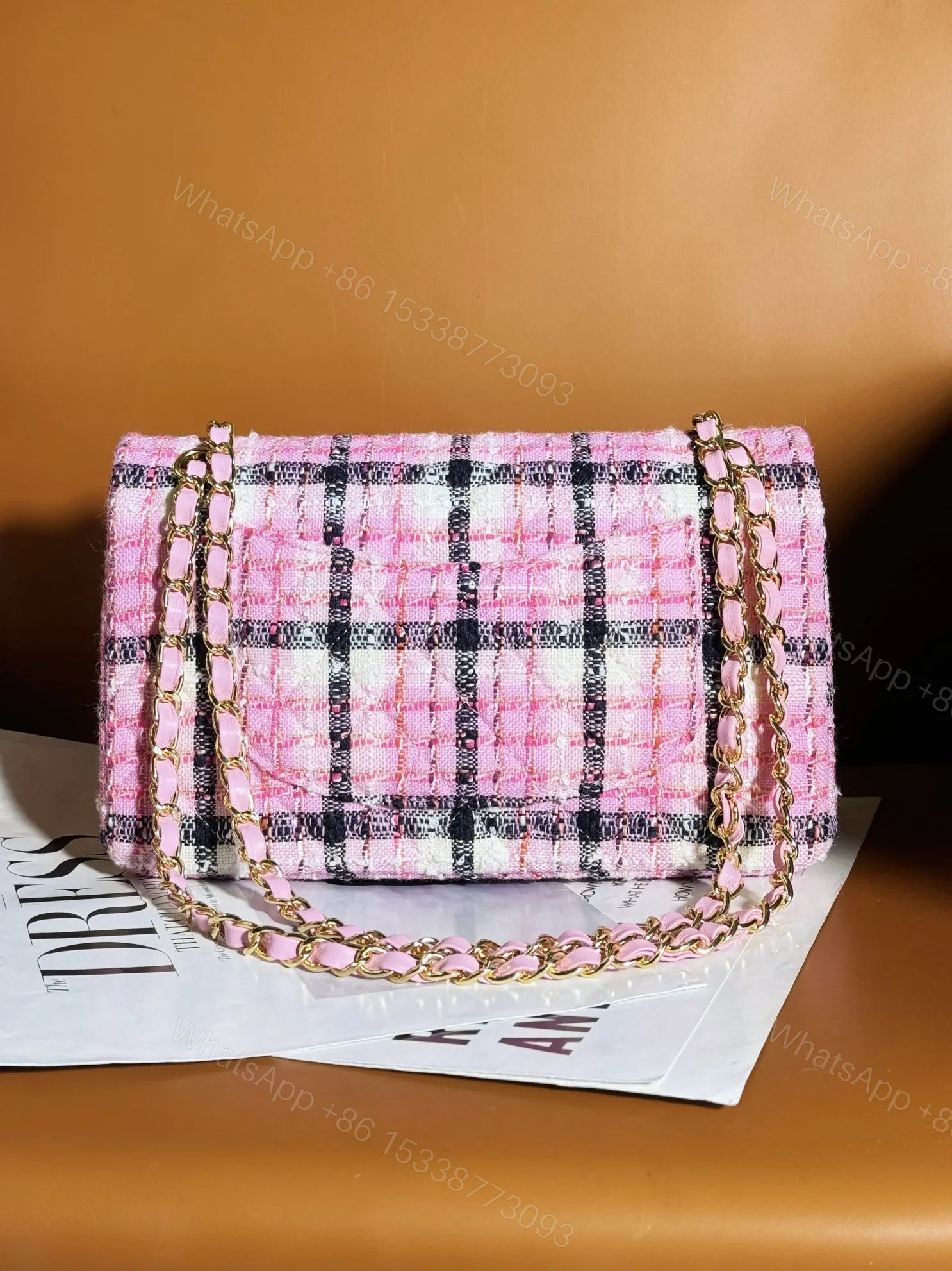 View 4 of Chanel Mini Rectangular Flap Bag Pink, White and Black