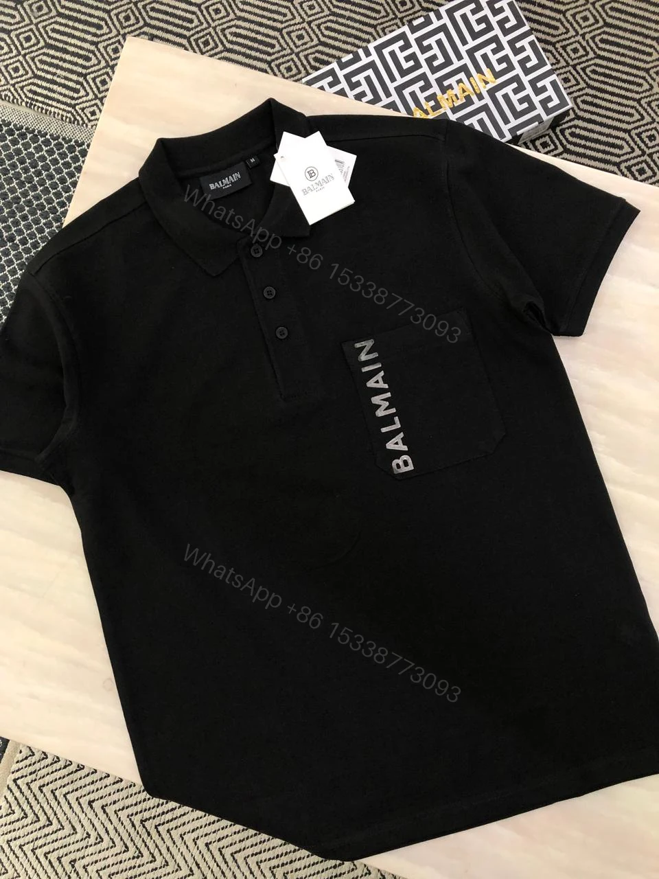 BUY FIRST COPY BALMAIN IMPORTED COTTON POLO T-SHIRTS — view 1