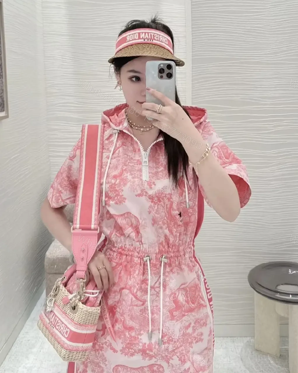 View 5 of Straw Visor with Pink Band: Luxe, Breathable, All-Day Comfort