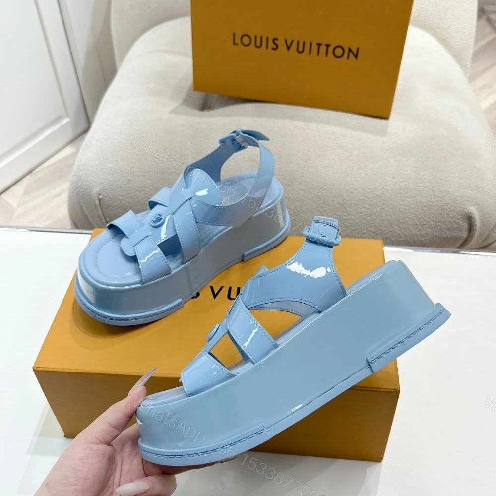 View 6 of LOUIS VUITTON MAYA PLATFORM SANDAL LIGHT BLUE 1AGY10