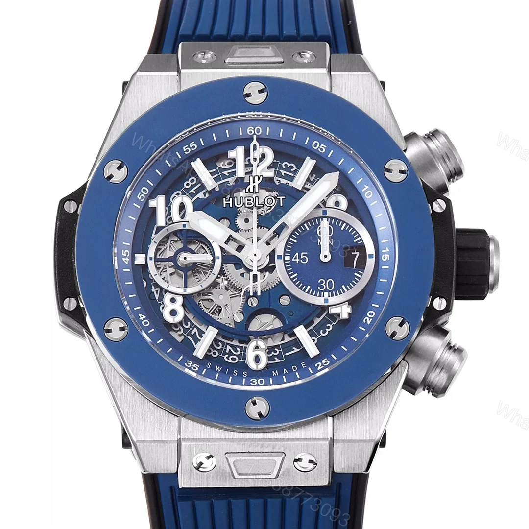 View 2 of Hublot Big Bang Blue Replica 44MM Premium Titanium Case Blue Rubber Strap Edition RG-HUBLOT-BIGBANG-BLUE-44