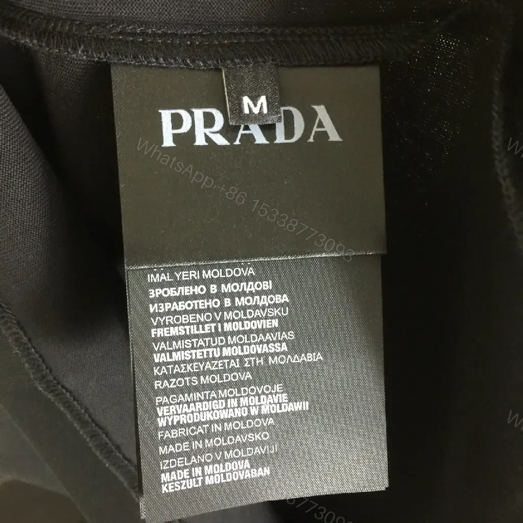 View 4 of Black Jersey Hooded Tee with Minimal Prada Detail