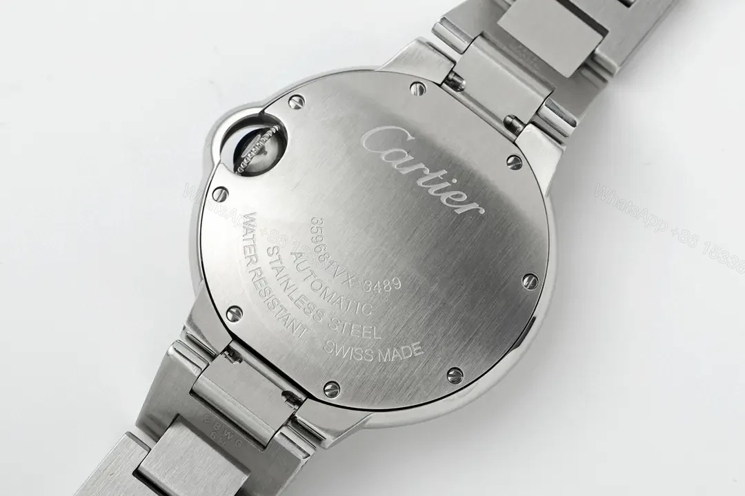 View 7 of KOR Factory Cartier 33mm Blue Balloon Watch – Stainless Steel with Pink Dial and Automatic Movement