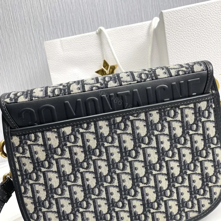 View 9 of Dior Oblique Mini Saddle Bag â€“ Gold Hardware, Leather Trim, Crossbody