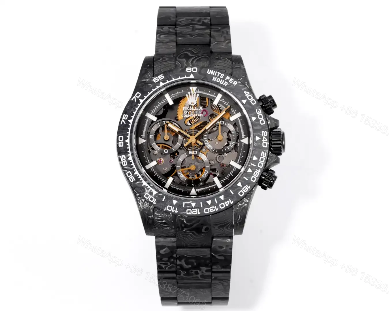 Rolex Daytona Carbon Replica Skeleton Gold Movement ROLEX-DAYTONA-CARBON-GD — view 1
