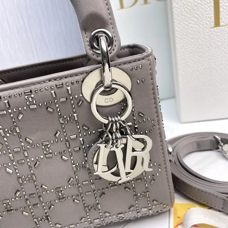 View 6 of Structured Chic Lattice Handbag: Compact Dior-Style Texture Bag