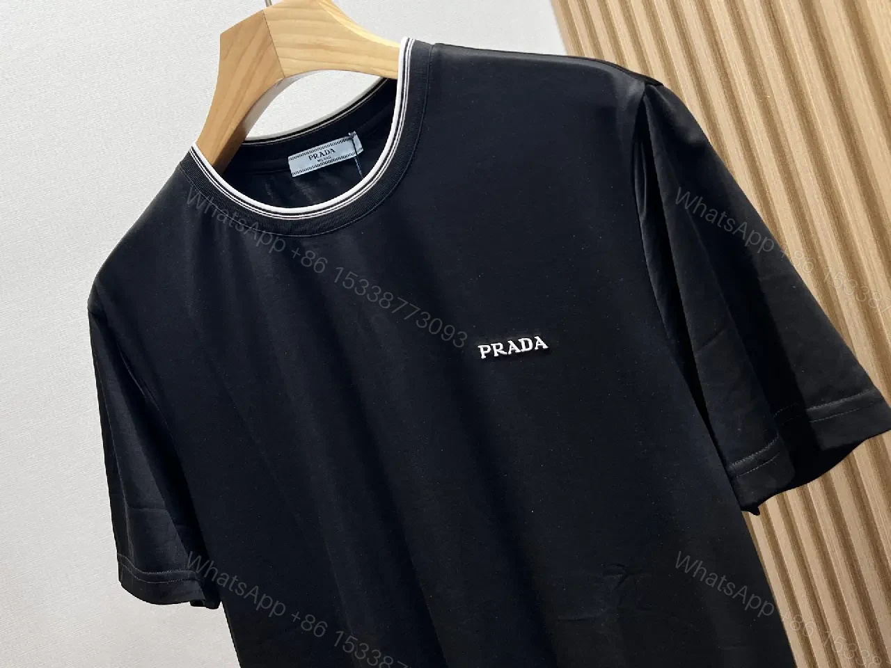 View 8 of Black Cotton T-Shirt Modern Minimalist Prada Tee