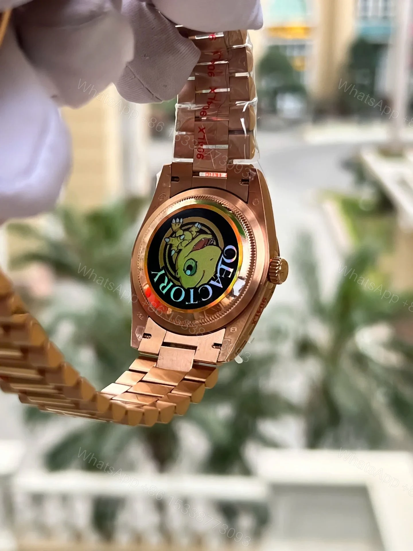 View 9 of Superclone Rolex Day-Date Blue-Green Diamond Dial 128235-0085 36 mm