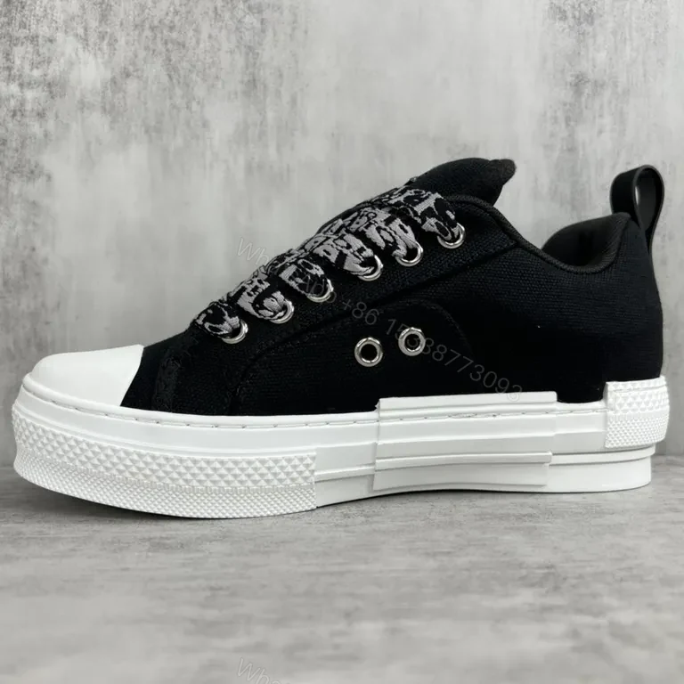 View 5 of Modular Stitch Runner: Black Canvas High-Tops with Dior-Inspired Accents