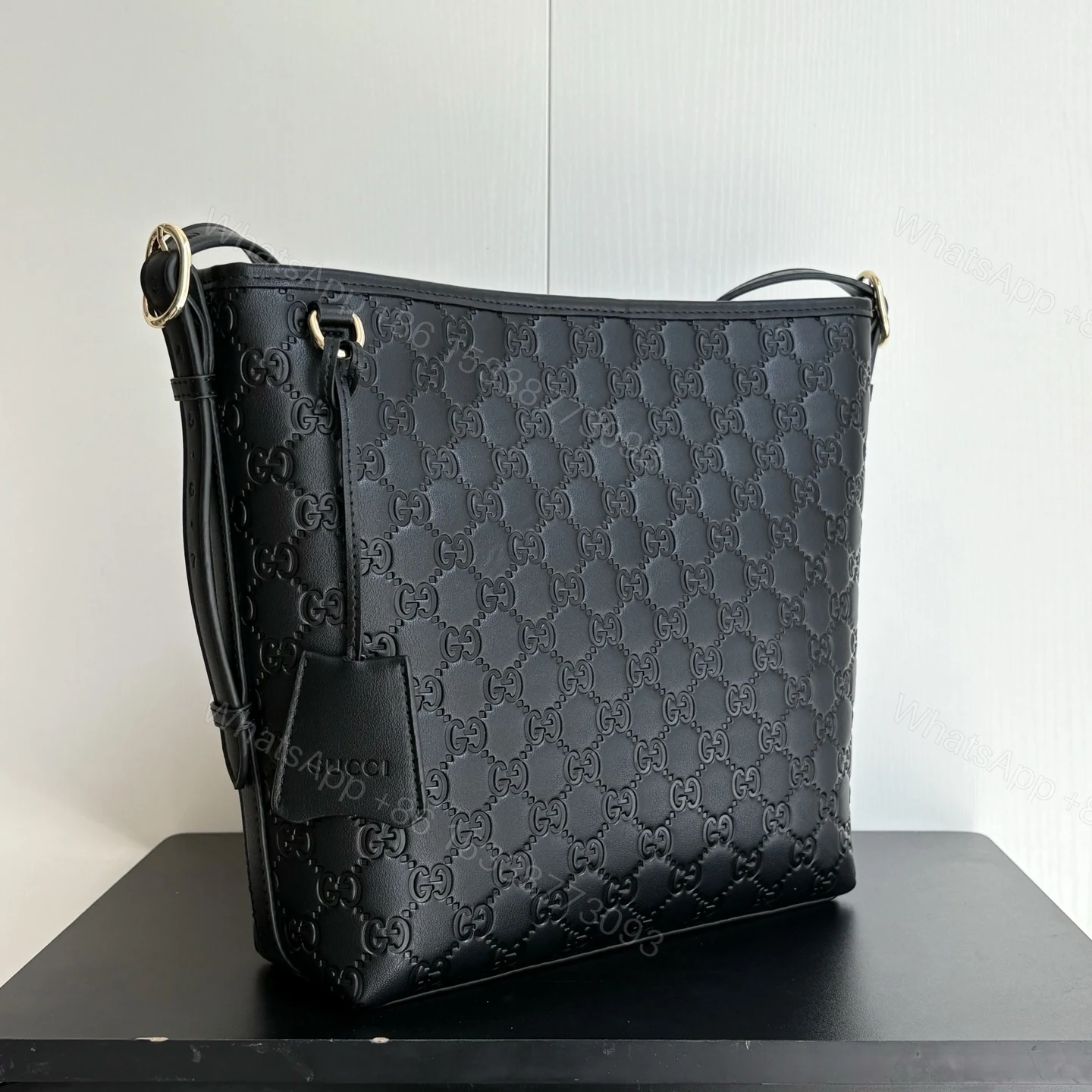 View 3 of Gucci Gg Emblem Small Shoulder Bag In Black Gg 26Cm