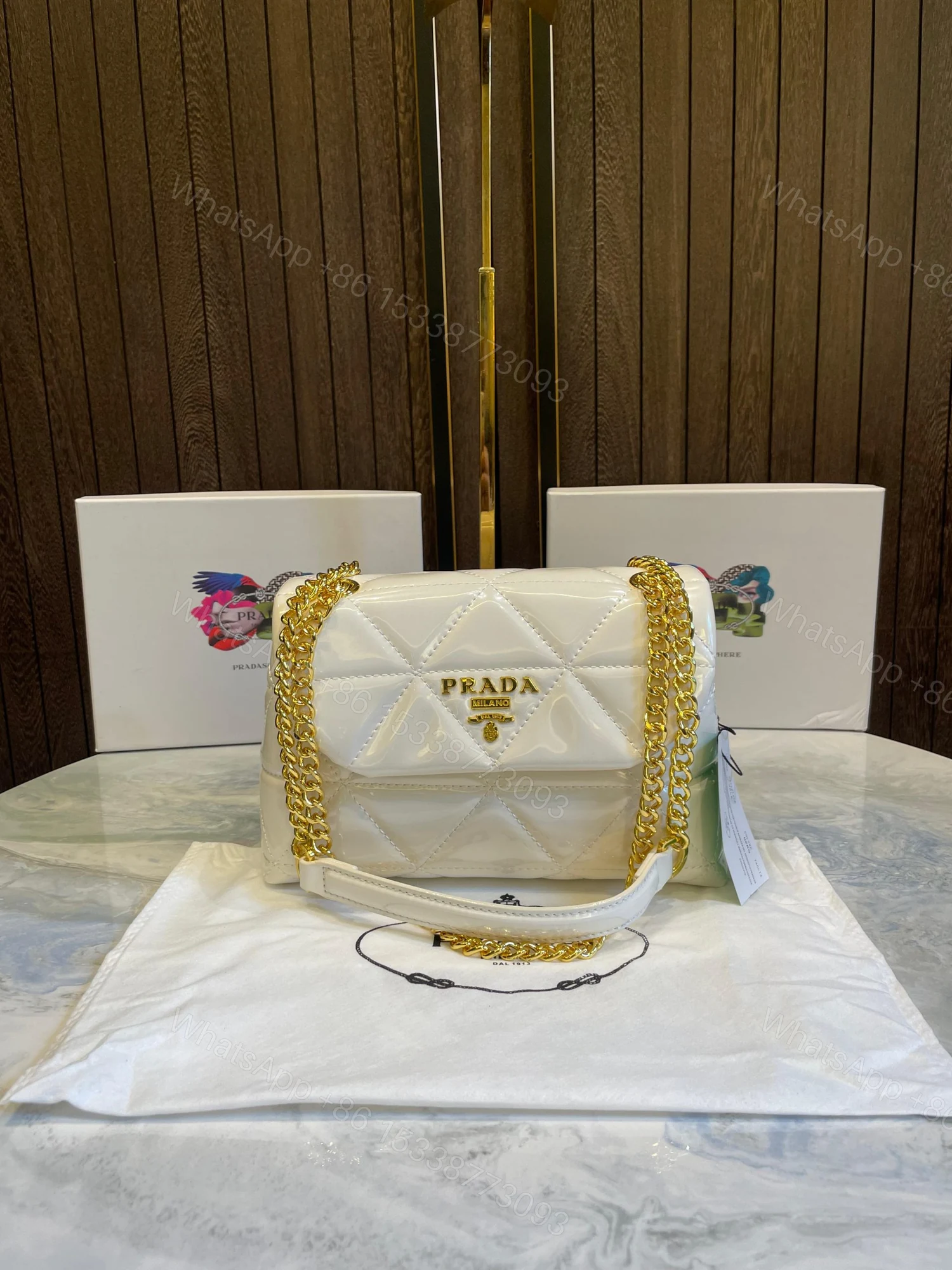 View 3 of FIRST COPY Prada leather spectrum shoulder bag