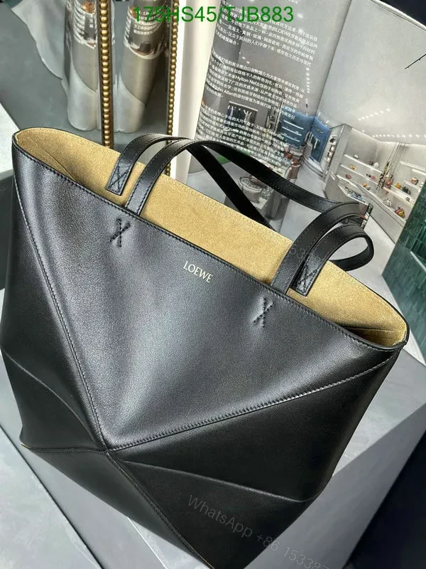 View 36 of Loewe Puzzle Fold Tote in Chocolate/Burgundy Shiny Calfskin DD9633