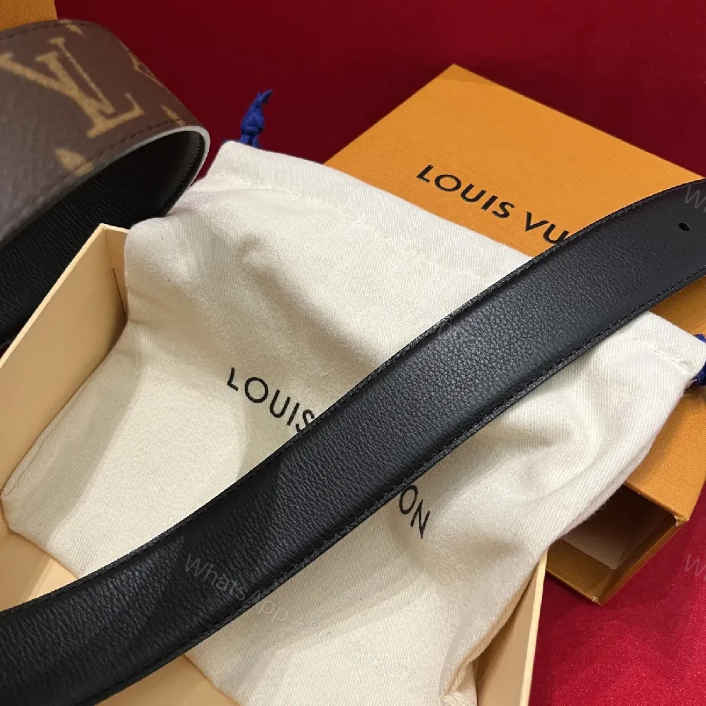 View 2 of Brown Canvas Belt, Gold Fleur-de-Lis Buckle, Monogram-Style, Statement Accessory