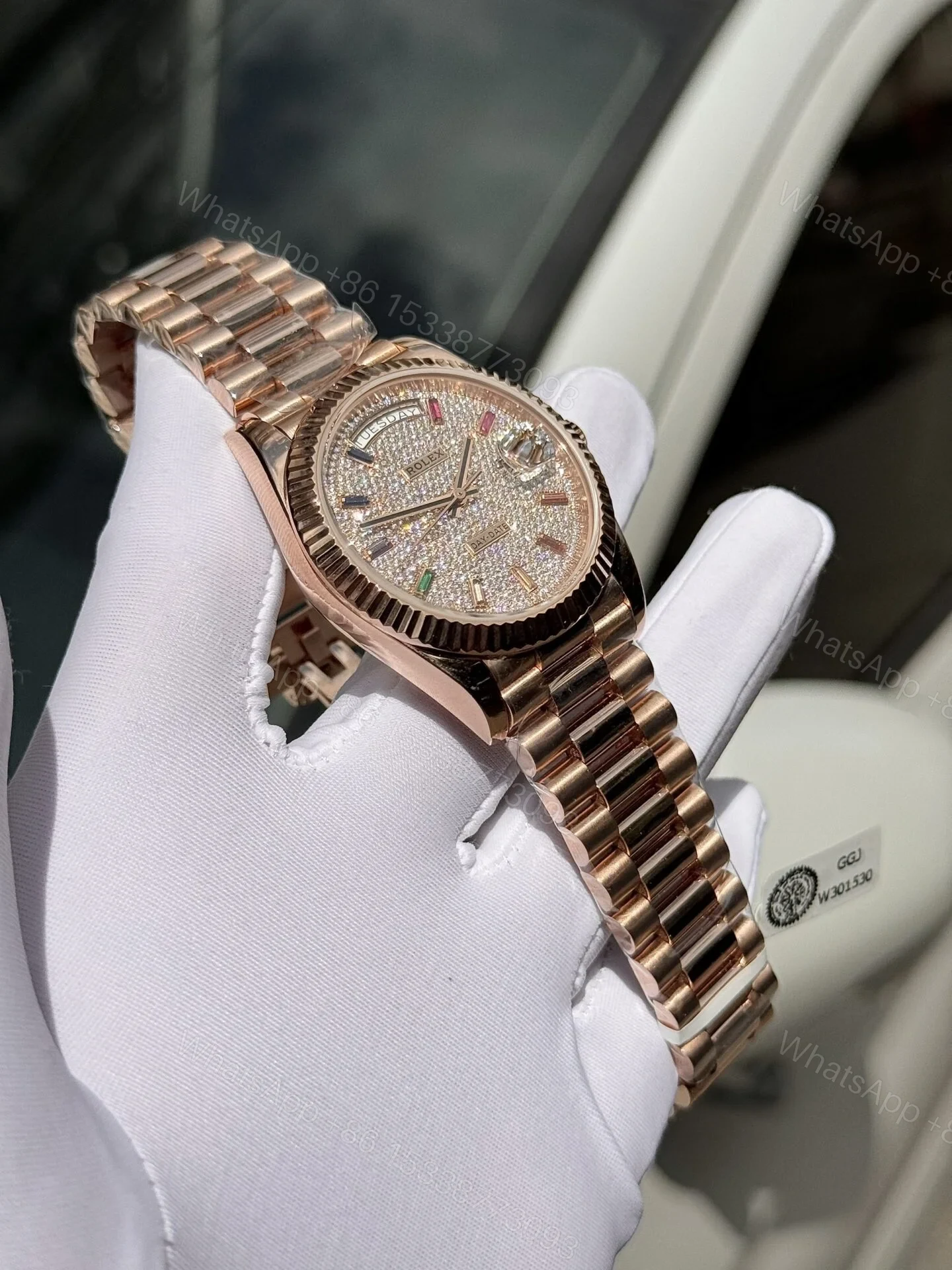 View 6 of Superclone Rolex Day-Date Diamond-Paved Dial 128235-0039 36 mm