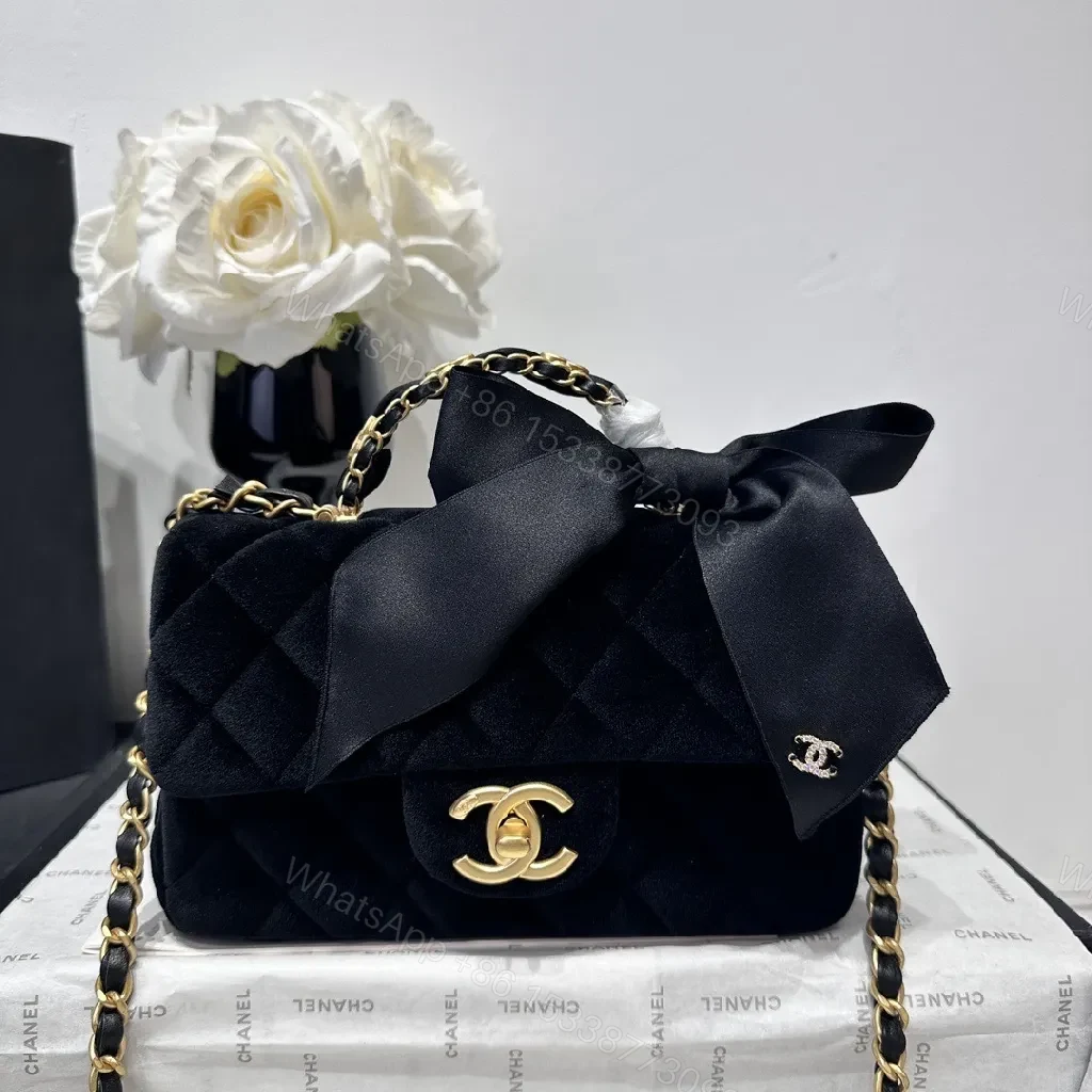 Velvet Bow Mini Bag: Luxe Chanel-Inspired Satchel — view 1