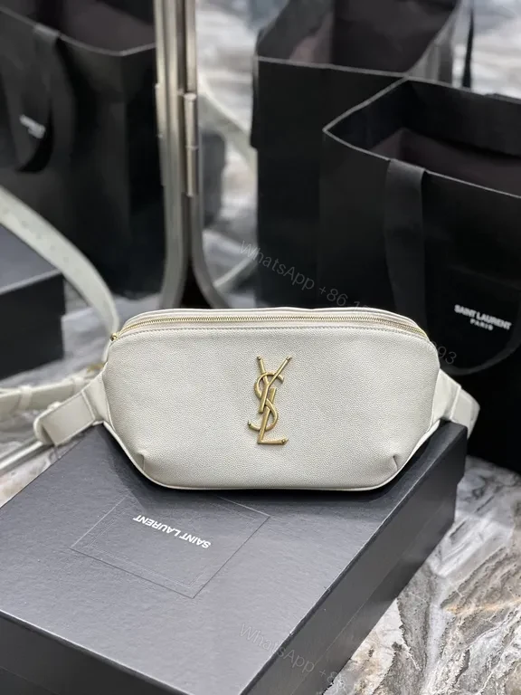 View 9 of Beige Calfskin Belt Bag: Saint Laurent-Inspired Crossbody