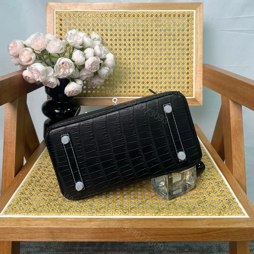 View 6 of Hermes Birkin 25cm Black Crocodile Leather Silver Hardware