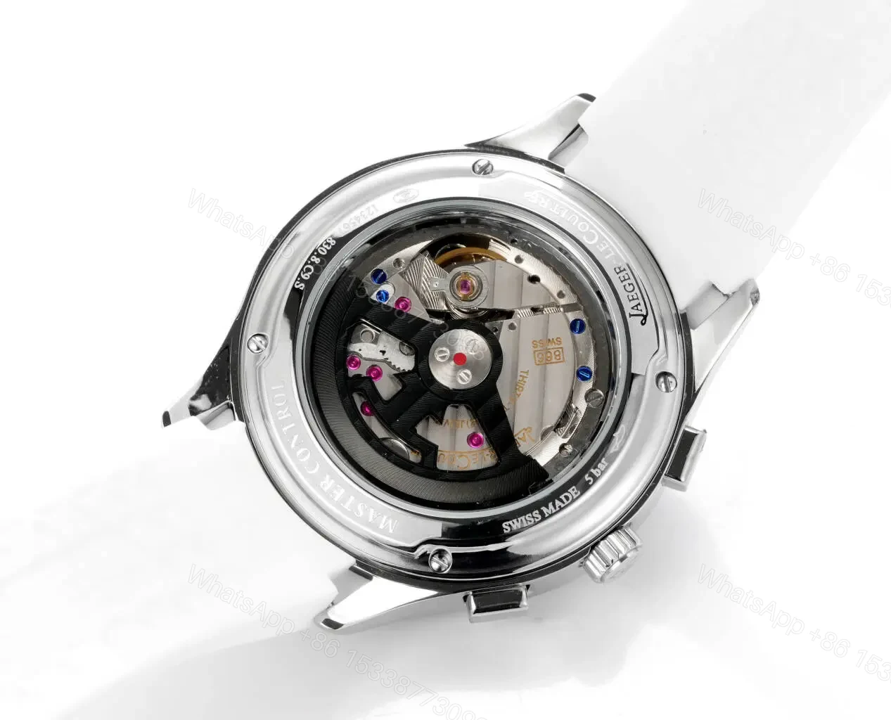 View 9 of Jaeger LeCoultre Black Chronograph Watch White Rubber Strap Ultimate 42MM JLC-POL-CHRONO-BLK-WHT-RUB-42
