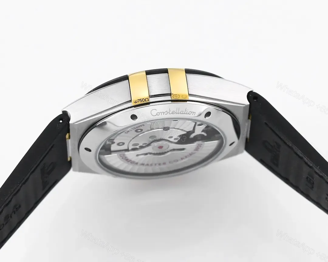 View 7 of Omega Constellation Meteorite Series 5th Generation Watch 41MM Green Dial with Gold Numerals Stainless Steel and Ceramic Case Green Leather Strap