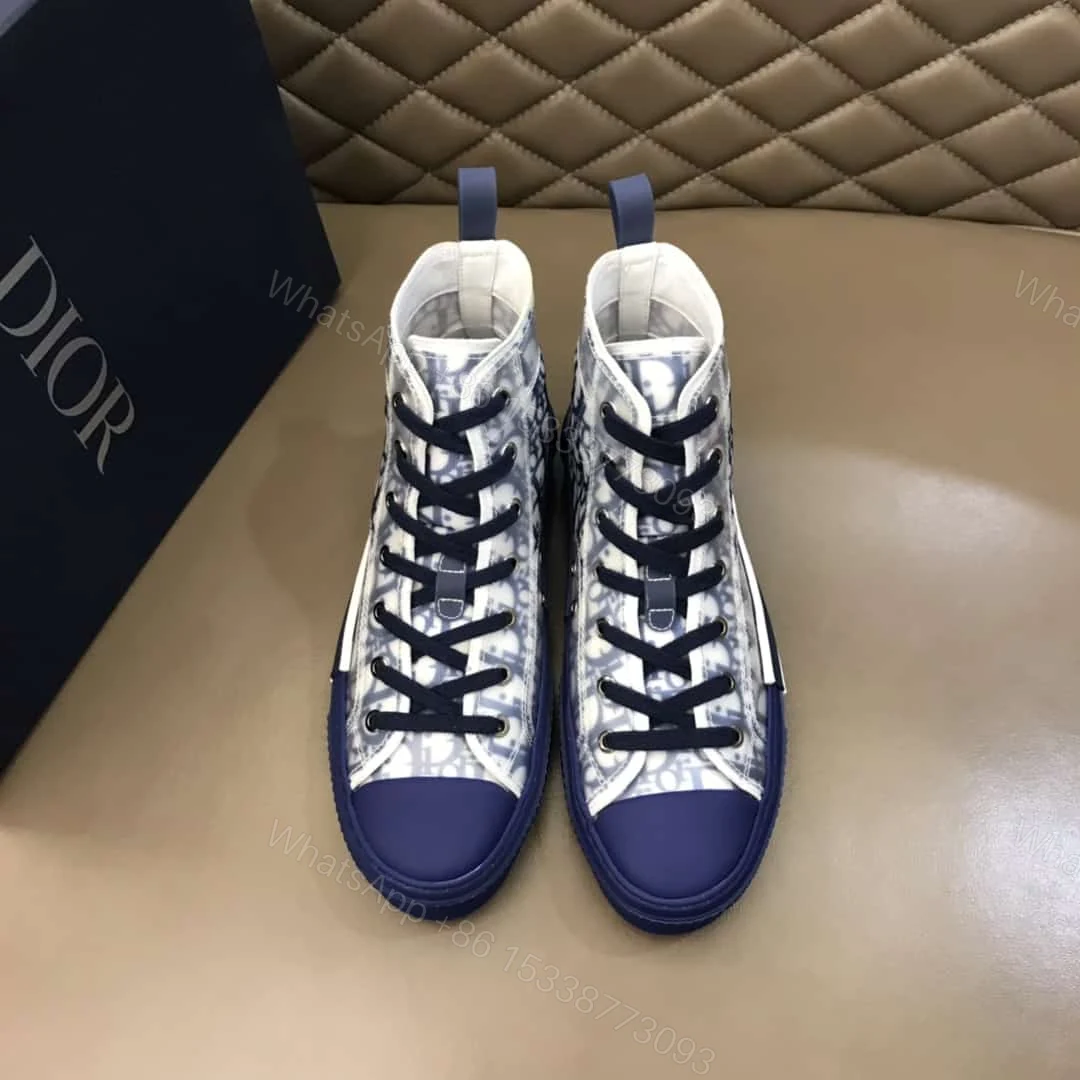 View 4 of DIOR B23 HIGH-TOP SNEAKER IN BLUE DIOR OBLIQUE – CD29