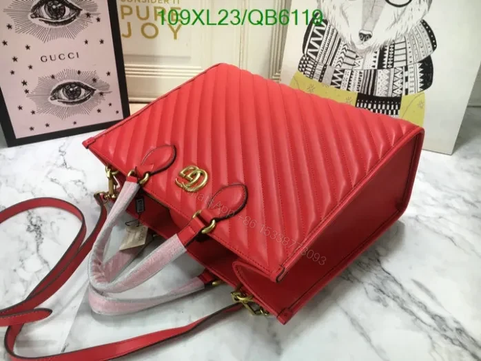View 3 of Gucci Marmont Leather AAAA Copy Tote QB61194 – GG Design