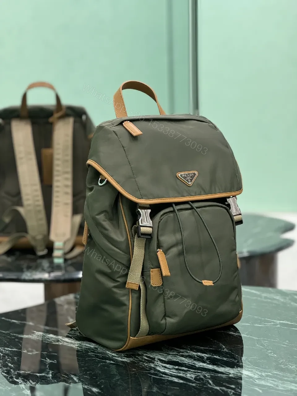 View 6 of All-Season Luxe Utility Backpack: Sleek, Durable Leather-Trim Nylon