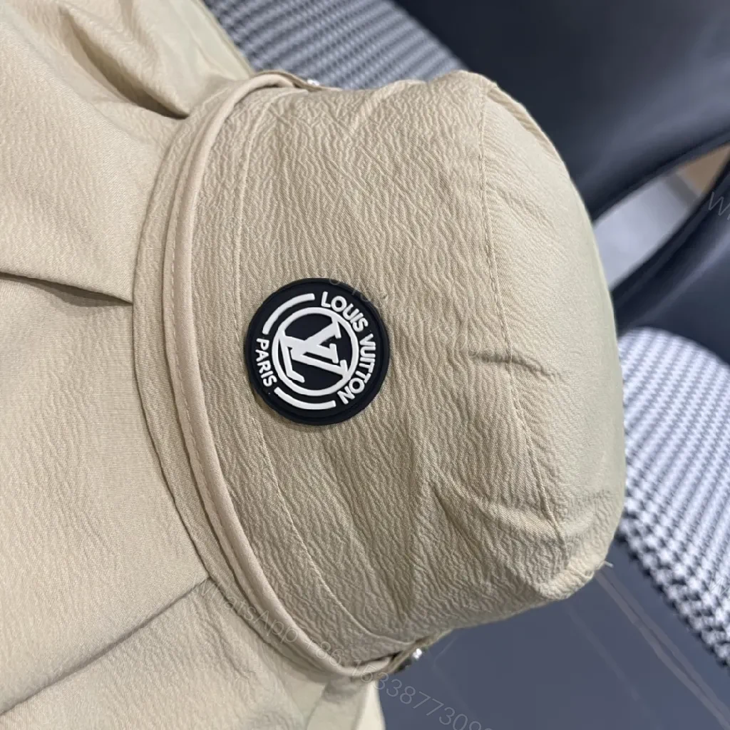 View 7 of Beige Textured Bucket Hat with Emblem, Everyday Luxury
