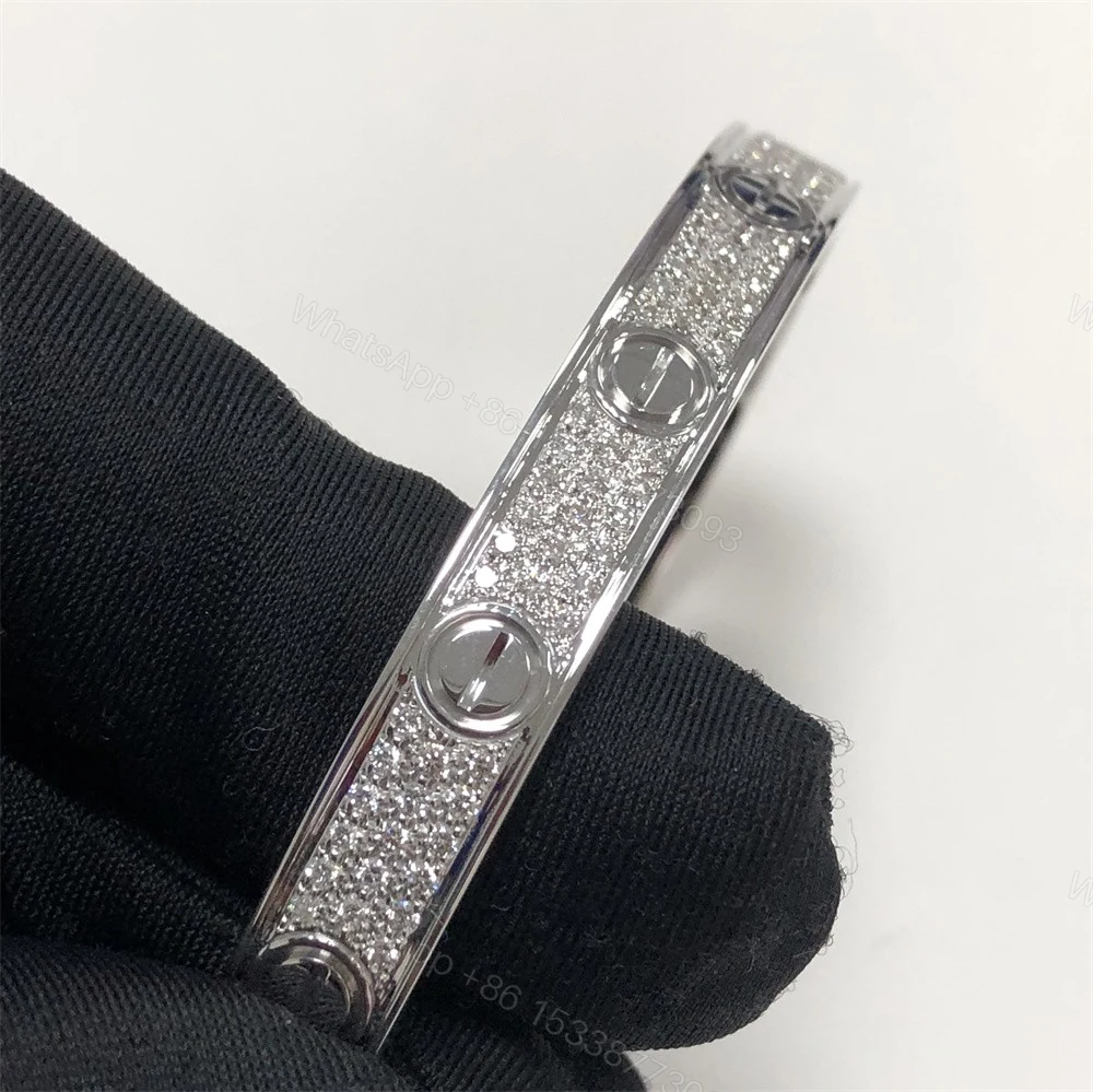 View 2 of Inspired Cartier Love Bracelet Pave Diamonds White Gold N6717617