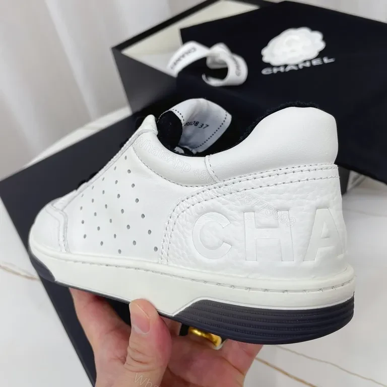 View 4 of White Leather Sneaker: Chanel-Inspired Luxury Comfort Sneakers