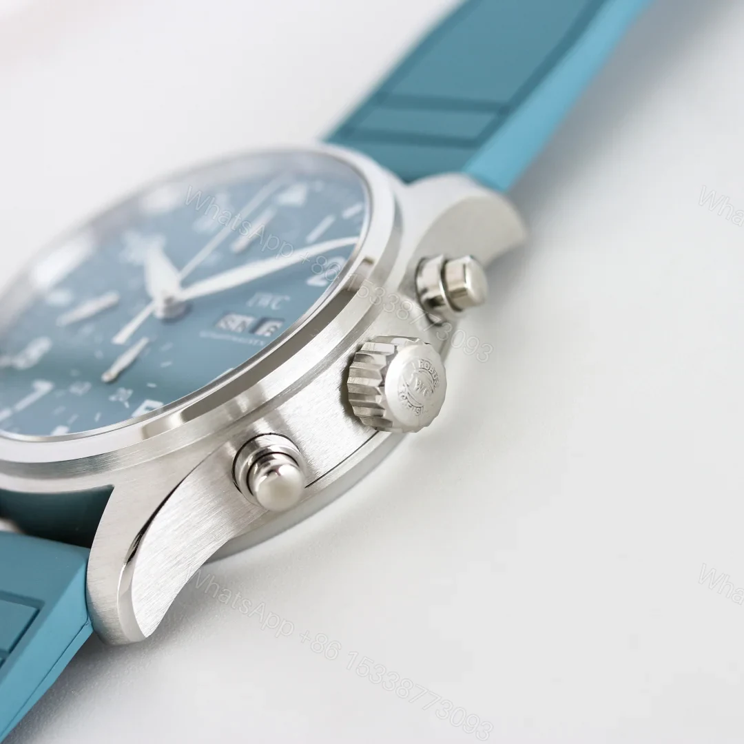 View 5 of IWC Pilot Chronograph Blue Replica 41MM Premium Blue Dial Rubber Strap Edition IW388117