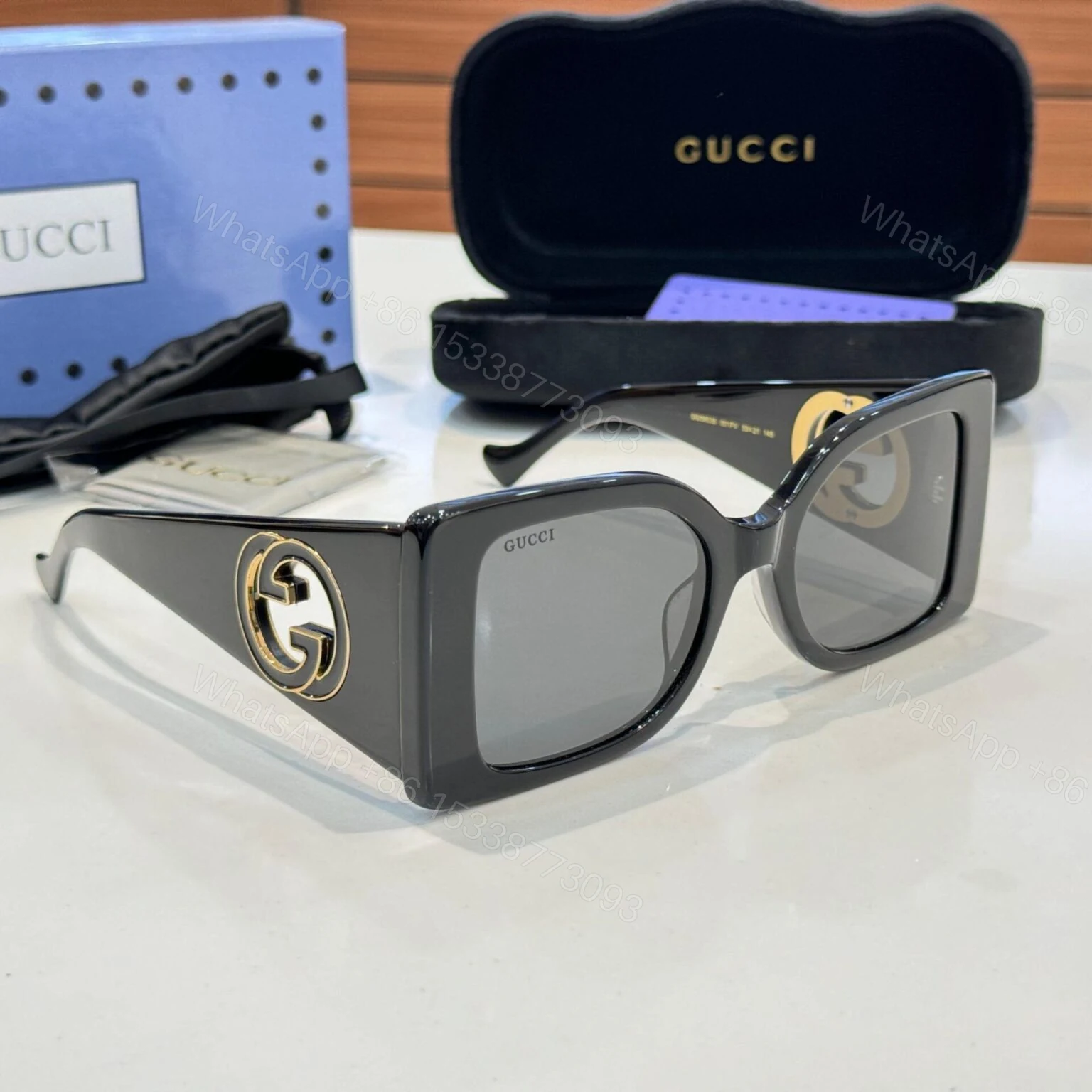 View 3 of Gucci Women Sunglass Black Frame UV Protected