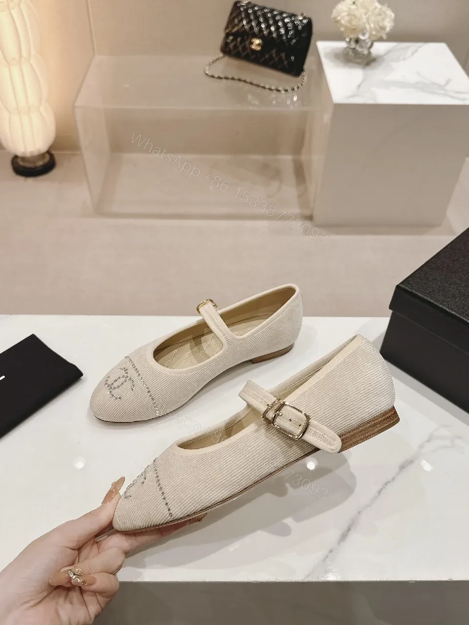 View 8 of Soft Knit Mary Janes with Crest Detailing Flats