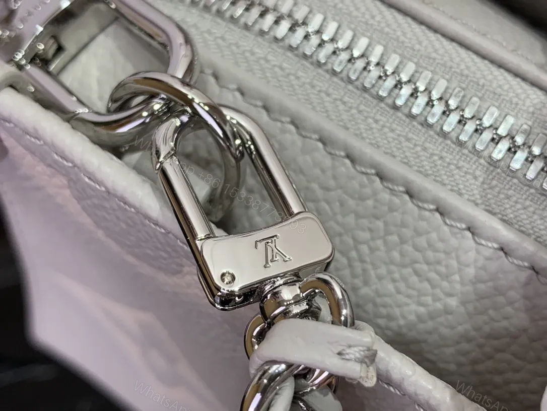 View 7 of Monogram Texture Leather Messenger Bag: Timeless Luxe, All-Day Comfort